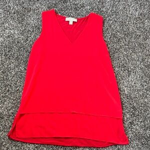 Michael Kors Bright Red V-Neck Layered Tank